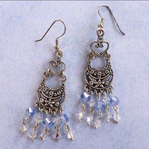 Blue Ice Swarovski Crystals Chandelier earrings